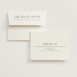 This is a porcelain wedding thank you cards with foil pressed by Sarah Brown called formally printing on strathmore in standard