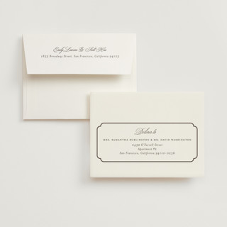 This is a cognac wedding thank you cards with foil pressed by Emily Betts called arch frame printing on strathmore in standard