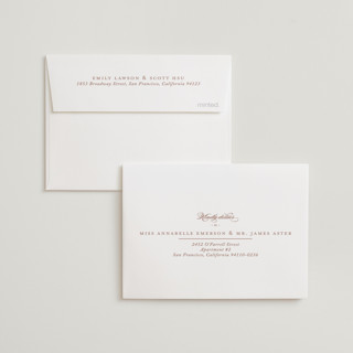 This is a rose wedding thank you cards with foil pressed by Kimberly FitzSimons called eloquence printing on strathmore in standard