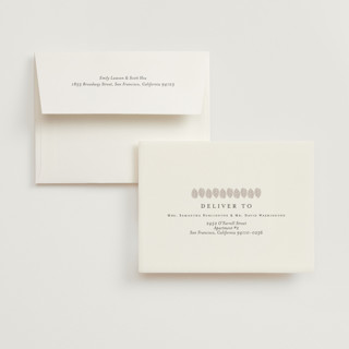 This is a sand wedding thank you cards with foil pressed by Nicole Walsh called elegant trio printing on strathmore in standard