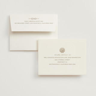 This is a champagne wedding thank you cards with foil pressed by Griffinbell Paper Co. called seaside printing on strathmore in standard