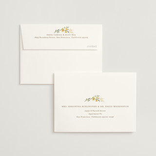 This is a summer shine wedding thank you cards with foil pressed by Erin L. Wilson called meadow printing on strathmore in standard
