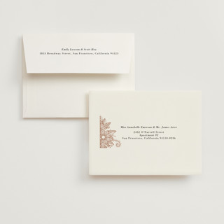 This is a peony wedding thank you cards with foil pressed by Oma N. Ramkhelawan called mandala corners printing on strathmore in standard