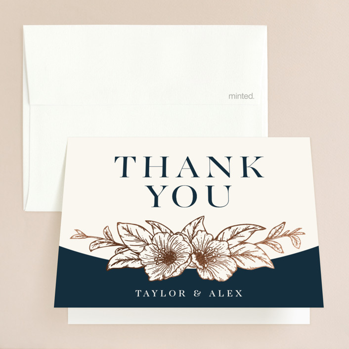 Elegant Blooms Foil Pressed Folded Thank You Card By Geekink Design Minted Elegant Blooms Foil Pressed Folded