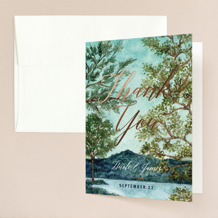 Nature Foil-Pressed Folded Thank You Card by Elly | Minted
