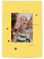 This is a yellow foil stamped valentine card by Haley Warner called Big Virtual Hug with foil-pressed printing on signature in standard.
