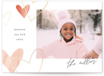 This is a orange foil stamped valentine card by Pixel and Hank called Sending the love with foil-pressed printing on signature in standard.