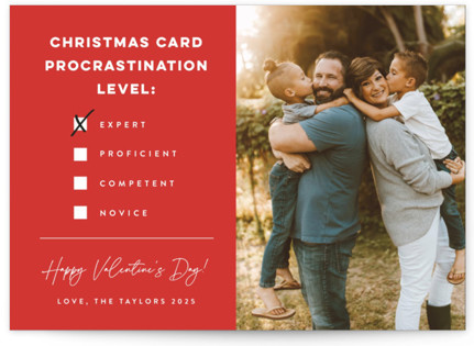 This is a poinsettia valentines day with standard by Erica Krystek called procrastination expert printing on recycled smooth signature in standard