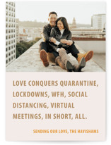 This is a brown valentines day by letterfix called love conquers with standard printing on signature in standard.