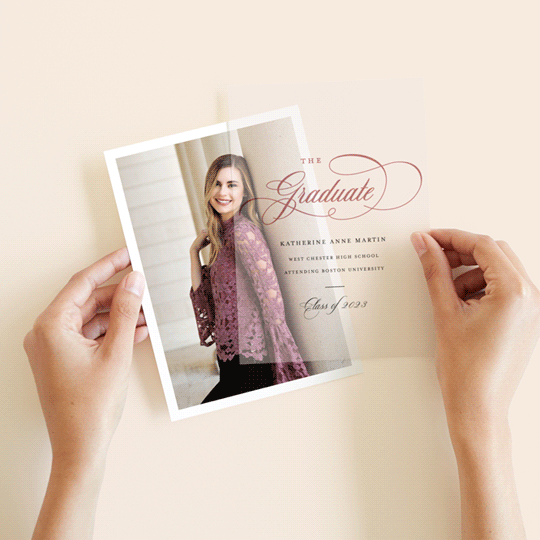 Formal Forward Vellum Overlay Graduation Announcements by Carolyn