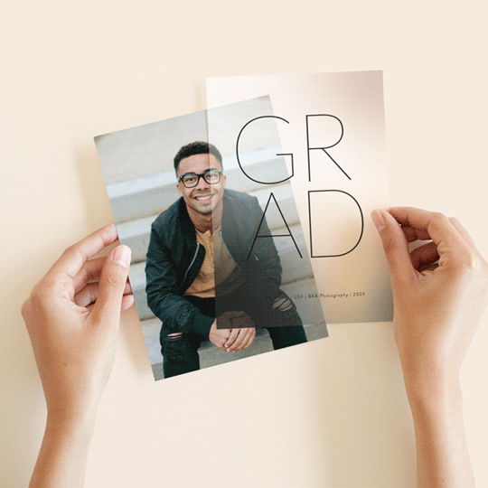 Simple Hint Vellum Overlay Graduation Announcements by Simona Camp Minted