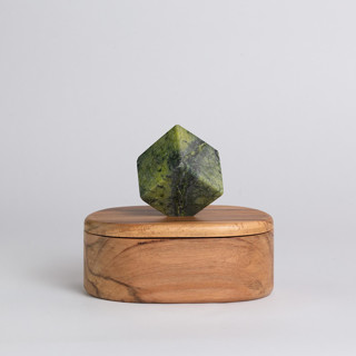 This is a green decorative objects by Powered By People called elegant oval jewel box with gemstone handle in standard