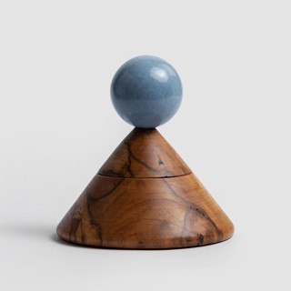 This is a blue decorative objects by Powered By People called elegant cone-shaped jewel box with blue angelite handle in standard