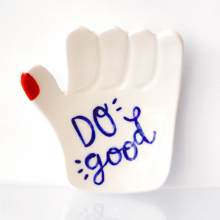 This is a white decorative objects by Carrie ONeal called do good ceramic tray in standard