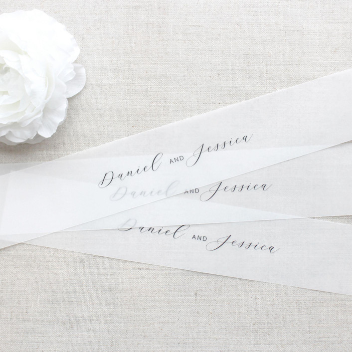 MIN-29M-WBL - Custom Name Vellum Belly Bands for 5 x 7 Invitations (Set of 25)