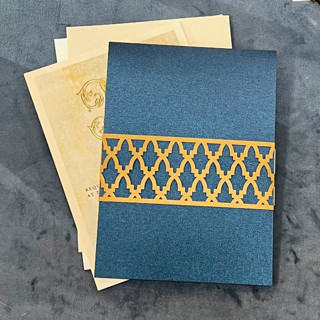 This is a gold belly bands by Artifacture called laser cut belly band, kate pattern in antique gold, set of 25 in standard