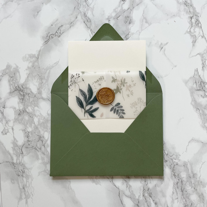 Greenery Vellum Belly Band for Wedding Invitaitons 3" (25 Pack)
