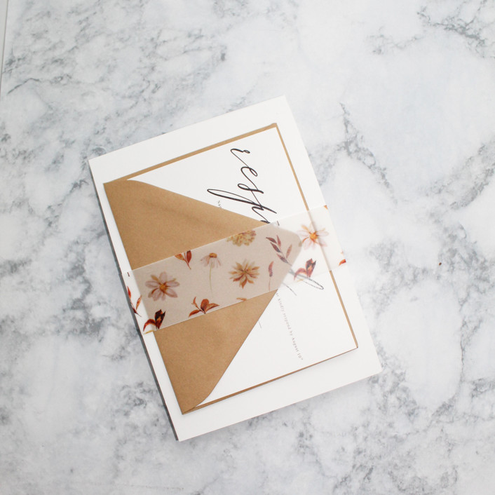 MIN-QA4-WBL - Bohemian Floral Belly Band | Set of 25 Printed Vellum Bands