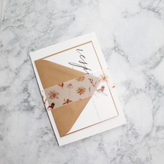 This is a brown belly bands by Nikki Turner called bohemian floral belly band | set of 25 printed vellum bands in standard