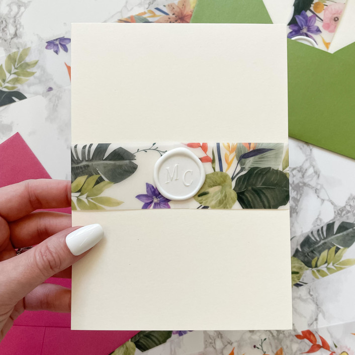 Tropical Vellum Belly Band for Wedding Invitations 1.5" (25 pack)