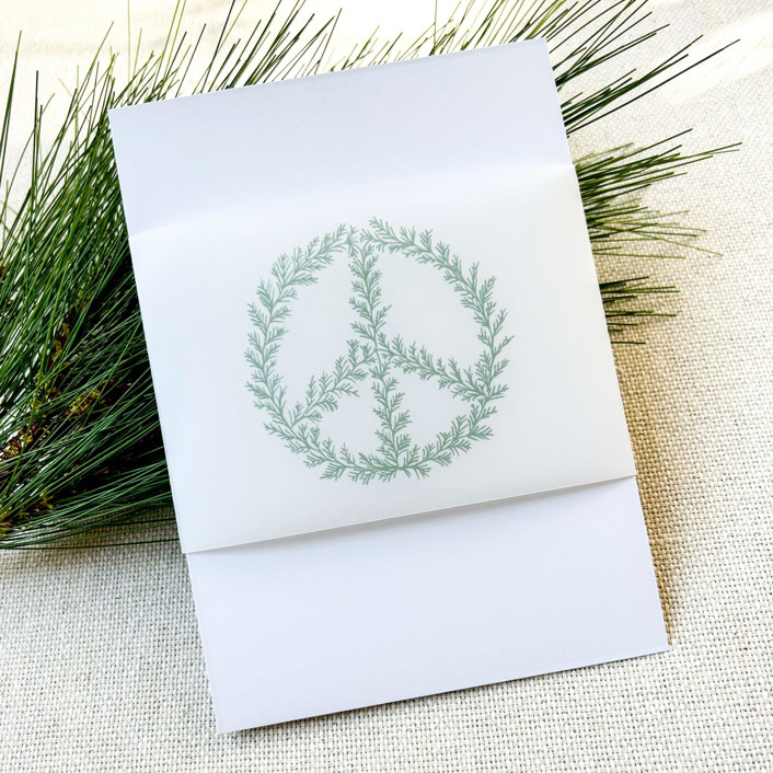 Pine Peace Wreath Vellum Belly Bands | Set of 25