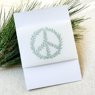 This is a green belly bands by Megan Tendler called pine peace wreath vellum belly bands | set of 25 in standard