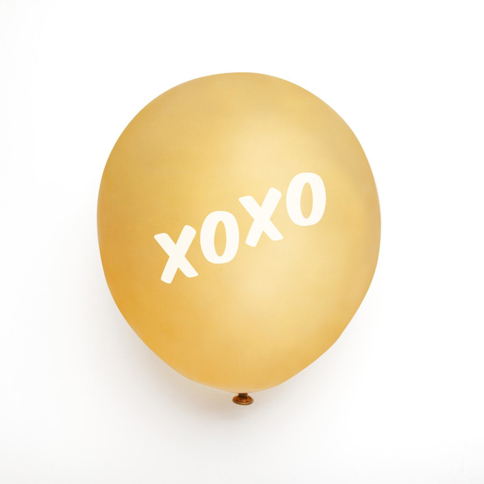 XOXO Latex Balloon,Gold and White, set of 3