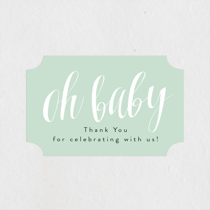 Scripted Oh Baby Customizable Shower Stickers In Green By Kasia Labocki