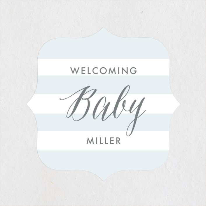 Sleek Customizable Baby Shower Stickers In Pink By Lauren Chism