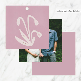 This is a blush baby shower favor tags with standard by Ani Somi called friendly flowers printing on signature in tag