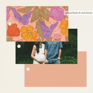 This is a peach baby shower favor tags with standard by Simona Camp called vintage garden printing on signature in tag