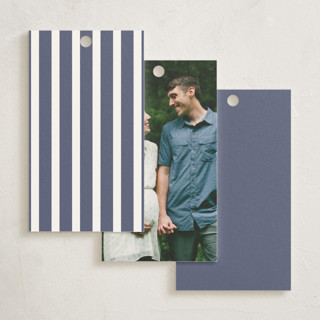 This is a denim baby shower favor tags with standard by Wendy Taylor called my lobster printing on signature in tag