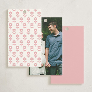 This is a petal baby shower favor tags with standard by Sara Hicks Malone called flora belle printing on signature in tag