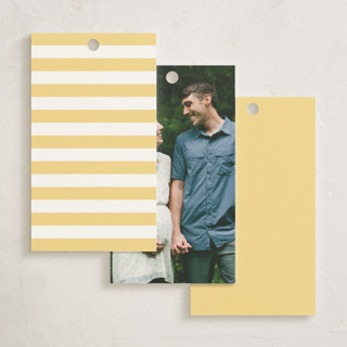 This is a buttercup baby shower favor tags with standard by Heather Schertzer called soon to bee printing on signature in tag