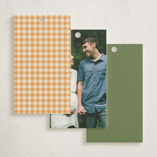 This is a moss baby shower favor tags with standard by Kelly Watkins called farmers market printing on signature in tag