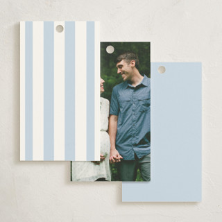 This is a periwinkle baby shower favor tags with standard by Angela Thompson called sail boats baby printing on signature in tag