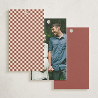 This is a burgundy baby shower favor tags with standard by Ellen Schlegelmilch called ciao, baby! printing on signature in tag