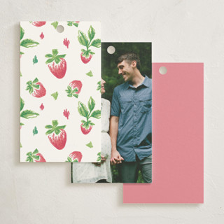 This is a strawberry baby shower favor tags with standard by Holton Art and Design called someone berry special printing on signature in tag