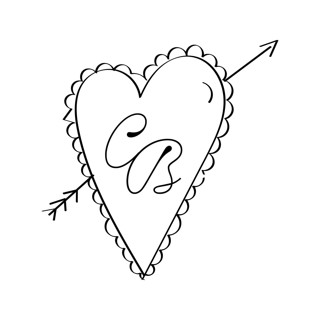 This is a black design elements by Helena Vitto called custom initials vintage heart crest in standard