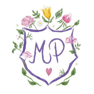 This is a multicolor design elements by Helena Vitto called custom monogram floral crest in standard