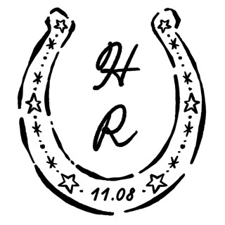 This is a black design elements by Claudia Orengo called custom monogram horse shoe crest in standard