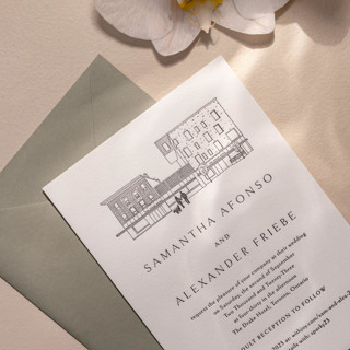 This is a multicolorassorted-colors design elements by Studio Lavender called custom line drawing venue illustration in standard