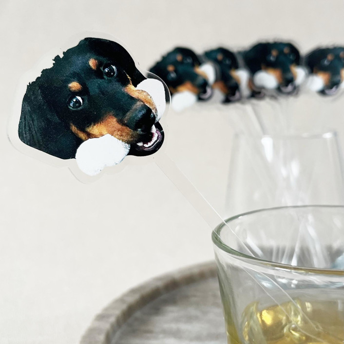 Custom Drink Stirrers | Dog, Cat, Pet Acrylic Cocktail Stirrers | Swizzle Sticks | Pack Of 18