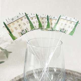 This is a multicolorassorted-colors wedding drinkware by Self Stationery called venue stir stick, watercolor acrylic cocktail stirrers, custom swizzle sticks | pack of 18 in standard