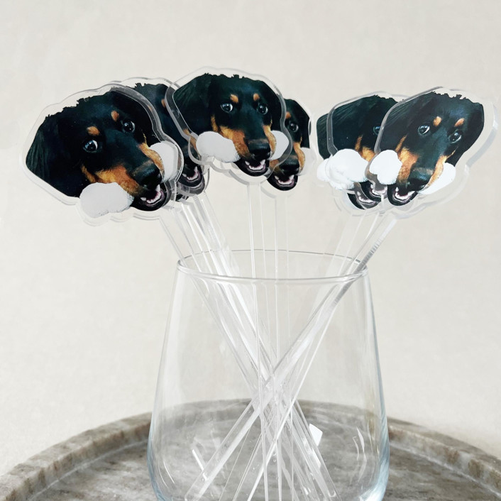 Swizzle Sticks | Custom Drink Stirrers | Dog, Cat, Pet Acrylic Cocktail Stirrers | Pack Of 108