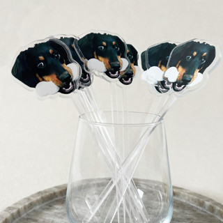 This is a multicolorassorted-colors wedding drinkware by Self Stationery called swizzle sticks | custom drink stirrers | dog, cat, pet acrylic cocktail stirrers | pack of 108 in standard