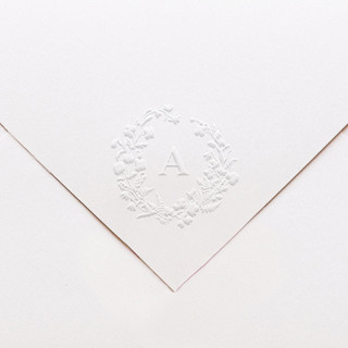 This is a multicolorassorted-colors wedding stationery by Tara Grangroth called 'alpine meadow' custom monogram embosser in standard