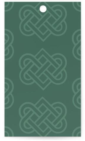 This is a clover wedding favor tags with standard by Kerry Doyle called celtic love knot printing on signature in tag