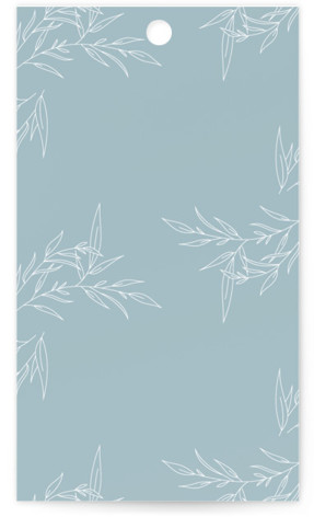 This is a powder blue wedding favor tags with standard by Jennifer Postorino called polished printing on signature in tag