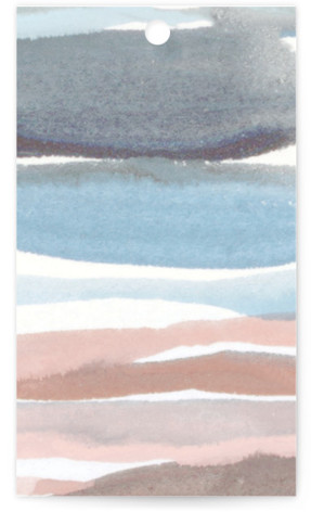 This is a beachy wedding favor tags with standard by Pixel and Hank called waves printing on signature in tag